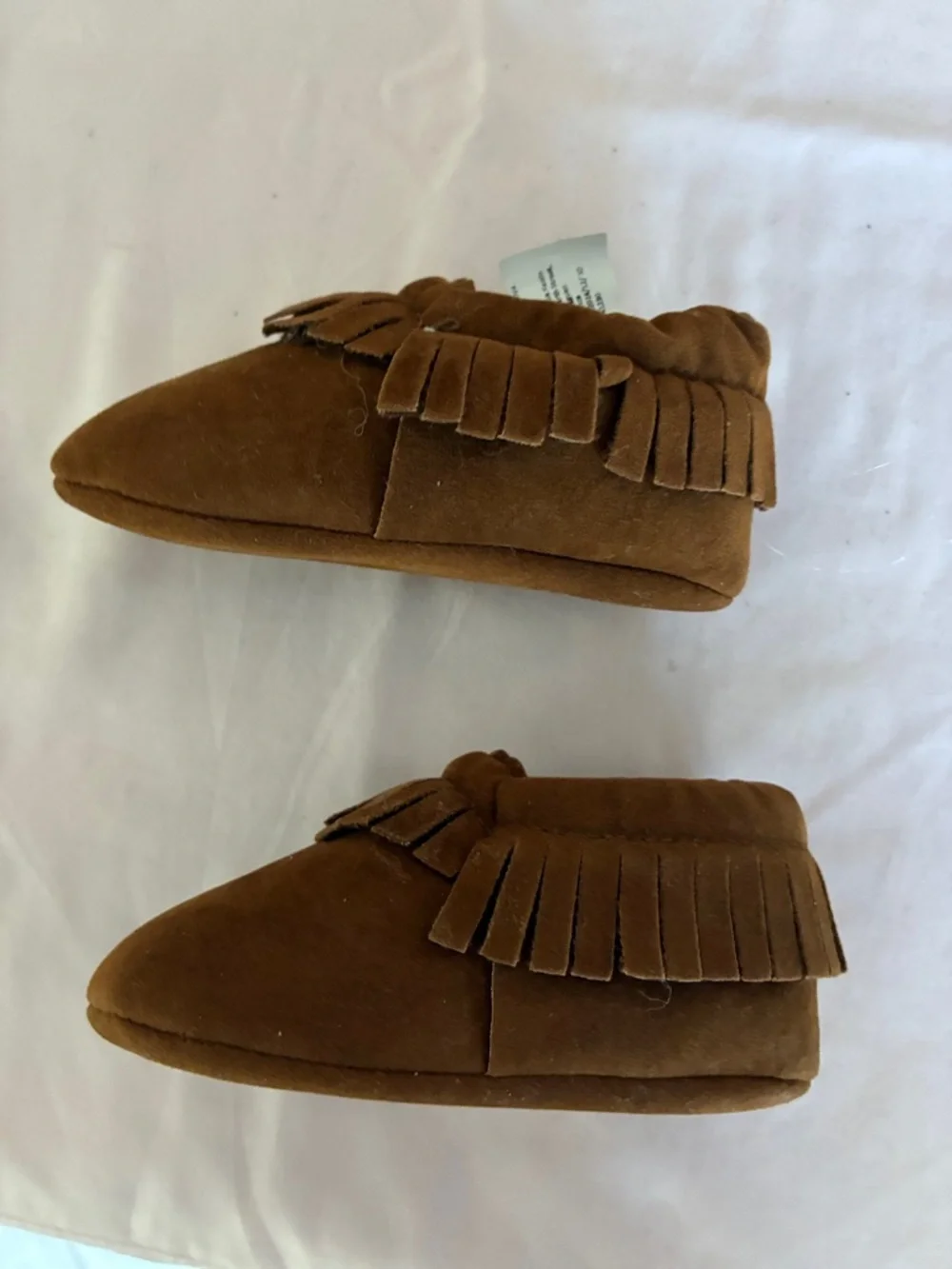 Kids Fringe Moccasin Slip-On Shoes - Brown